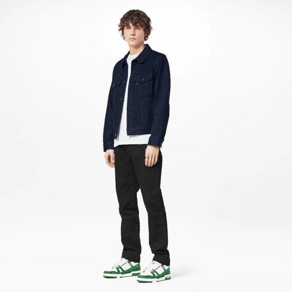 Louis Vuitton Trainer Sneaker - Green, Monogram denim and Monogram-embossed grained calf leather