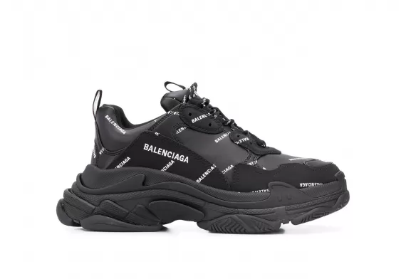 Balenciaga Triple S - Black, All-over Logo Print