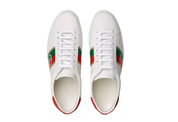 Gucci leather Ace sneakers White/red/green