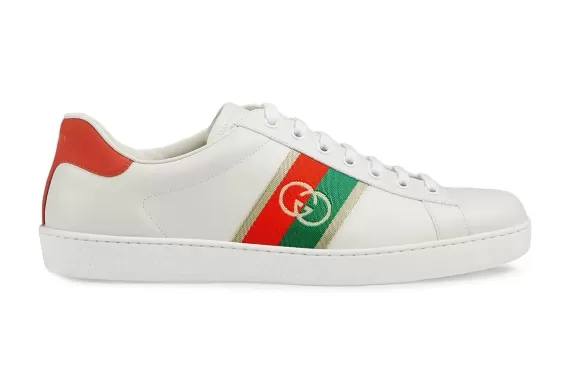 Gucci leather Ace sneakers White/red/green