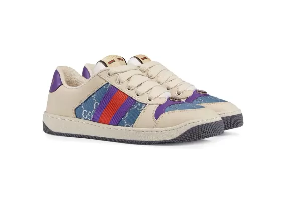 Gucci Screener leather sneakers - Purple/off-white/blue