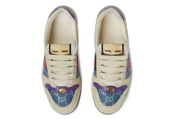 Gucci Screener leather sneakers - Purple/off-white/blue
