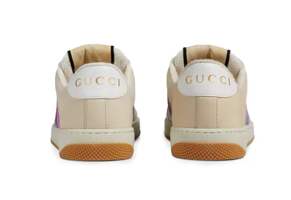 Gucci Screener leather sneakers - Pink/green/off-white