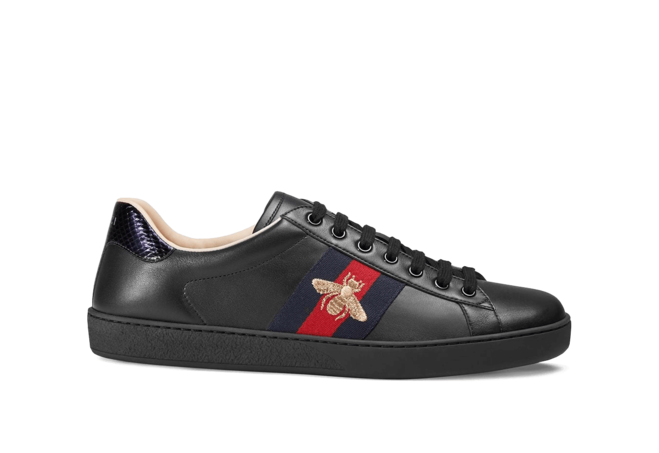 Gucci Ace Low Top Sneaker Gold Embroidered Bee 