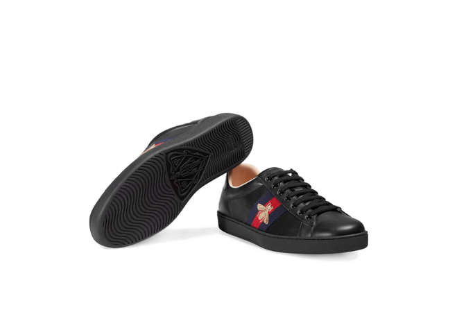 Gucci Ace Low Top Sneaker Gold Embroidered Bee 