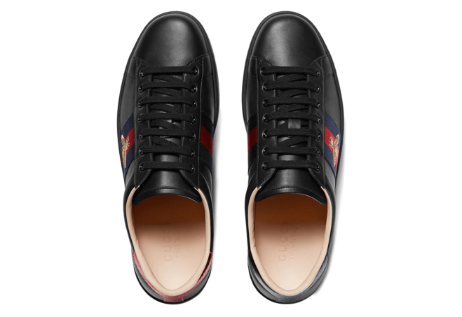 Gucci Ace Low Top Sneaker Gold Embroidered Bee 