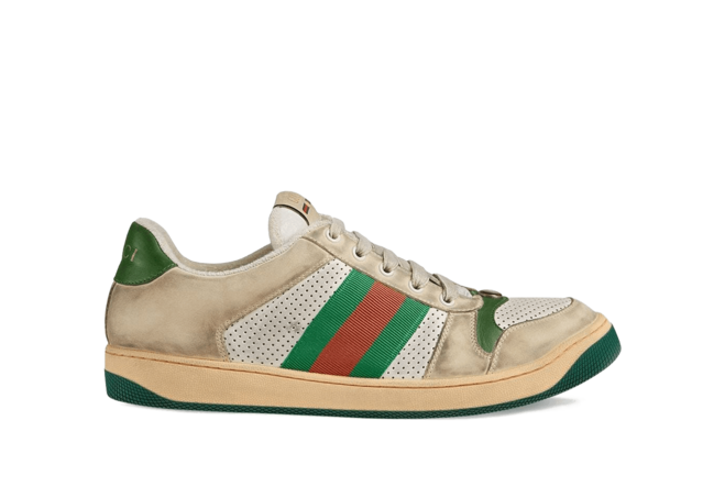 Gucci Screener Leather Sneaker Vintage Distressed Effect