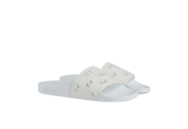 Gucci Rubber GG Slide Sandal White