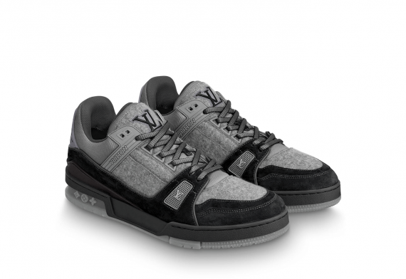 Louis Vuitton Trainer Sneaker Flannel Textile Gray