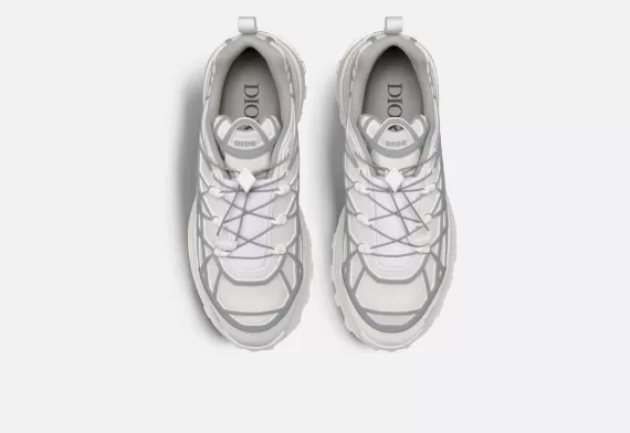 B31 Runner Sneaker - Warped Cannage Motif  White/Gray 