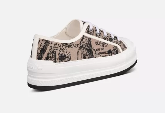 WALK'N'DIOR Platform Sneaker - Beige and Black, Plan de Paris Motif