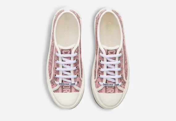 WALK'N'DIOR Platform Sneaker - Pink and Gray With Toile de Jouy Sauvage Motif