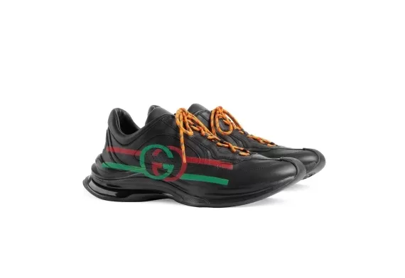 Gucci Gucci Run Side-Stripe Sneakers Black/Green, Red