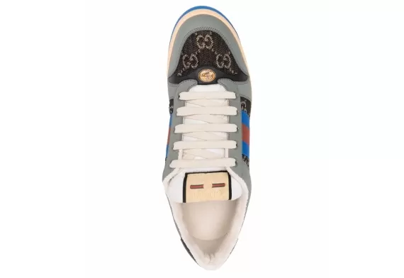 Gucci Screener Lace-Up Sneakers Blue/Gray