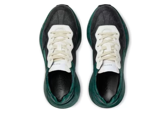 Gucci GG Rhyton Supreme-Canvas Sneakers Dark Green/Black/White