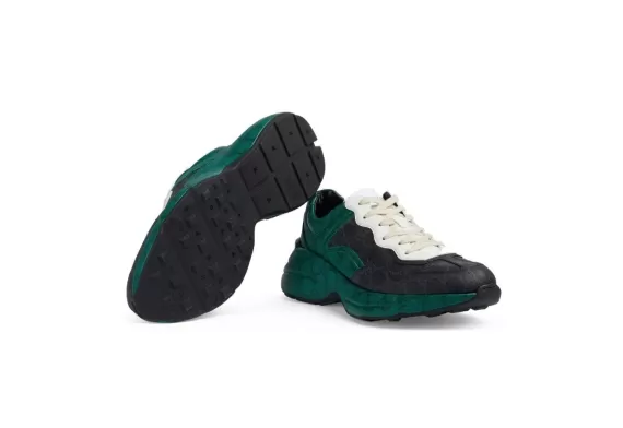 Gucci GG Rhyton Supreme-Canvas Sneakers Dark Green/Black/White