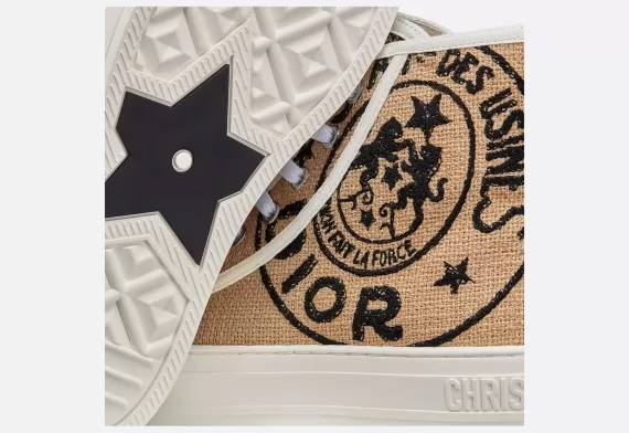 WALK'N'DIOR High-Top Sneaker - Beige Jute with Dior Union Motif