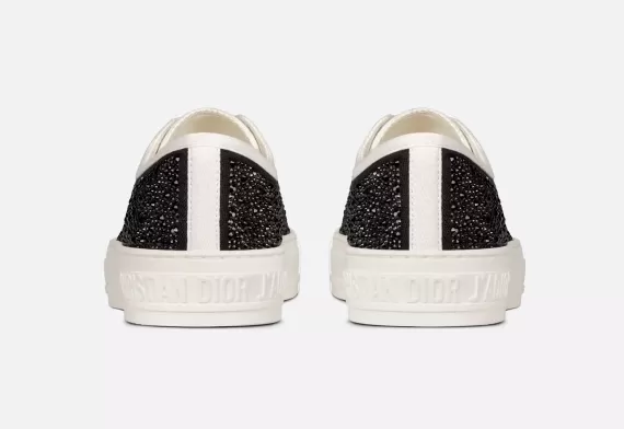 WALK'N'DIOR Sneaker - Black Cotton Embroidered with Strass