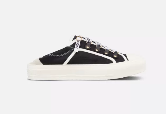 WALK'N'DIOR Sneaker - Black Canvas and White Suede Calfskin