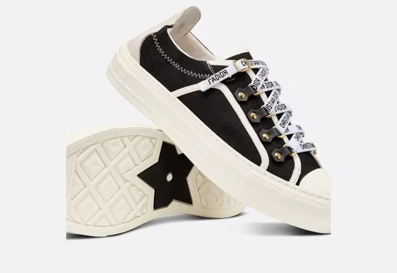 WALK'N'DIOR Sneaker - Black Canvas and White Suede Calfskin