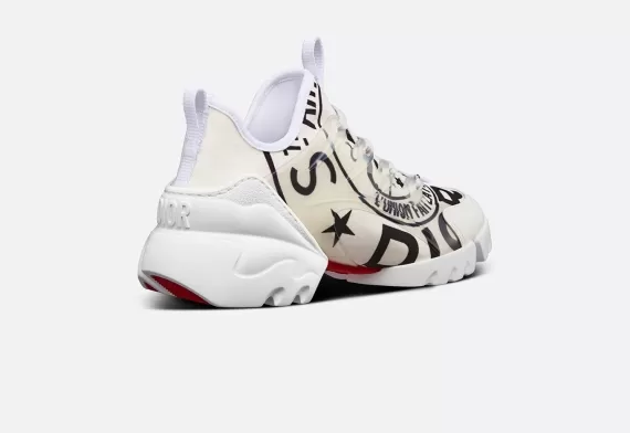 D-CONNECT Sneaker - White Technical Fabric with Dior Union Print