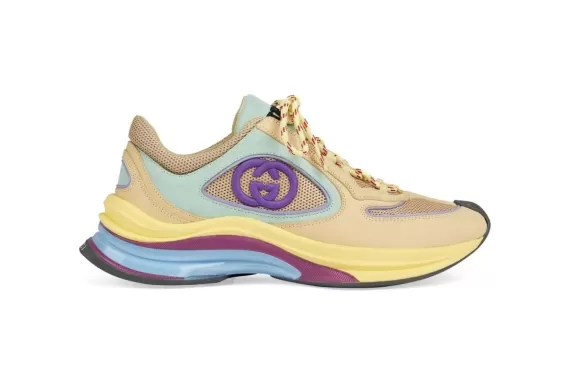 Gucci Run Suede Sneakers - Citron Yellow/Multicolour