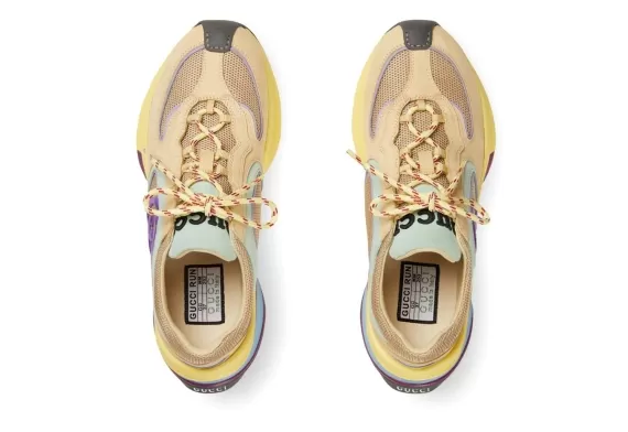 Gucci Run Suede Sneakers - Citron Yellow/Multicolour