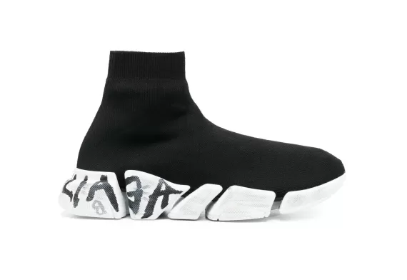 Balenciaga Speed 2.0 Graffiti Sneakers Black/White