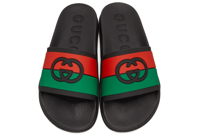 Gucci Black Interlocking G Slides