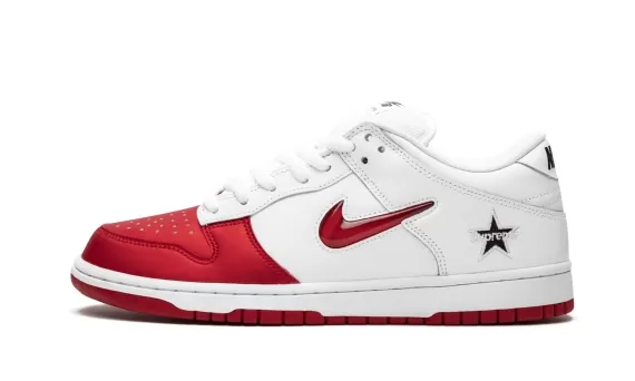 SB Dunk Low Supreme - Jewel Swoosh Red/White