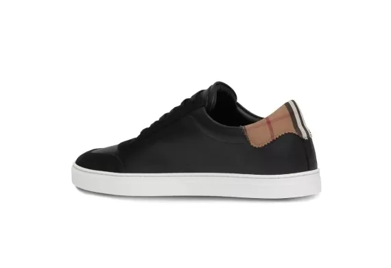 Vintage Check Panelled Leather Sneakers Black