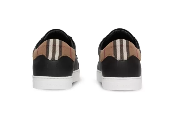 Vintage Check Panelled Leather Sneakers Black