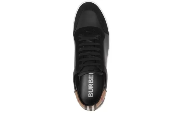 Vintage Check Panelled Leather Sneakers Black