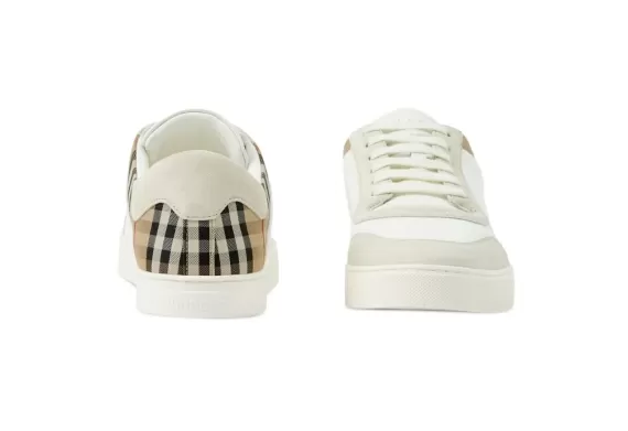 Vintage Check Panelled Sneakers - Natural white/archive beige