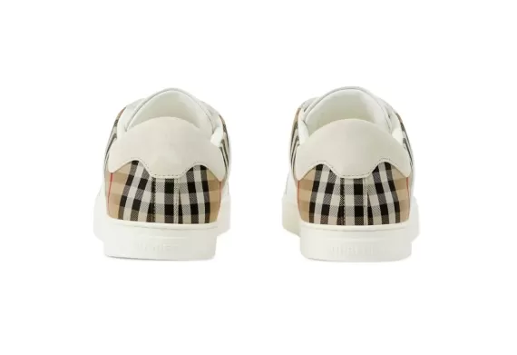 Vintage Check Panelled Sneakers - Natural white/archive beige